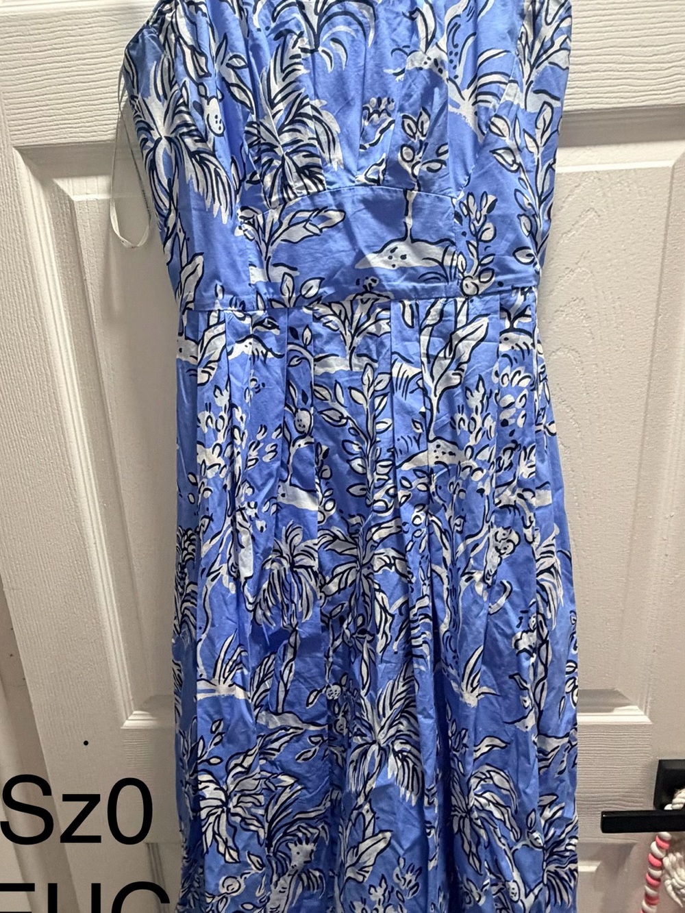 Lilly Pulitzer Strapless Blue Floral Midi Dress - Picture 2 of 5
